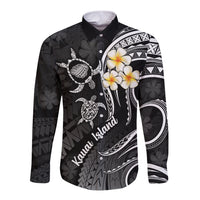 Polynesian Hawaii Long Sleeve Button Shirt Kauai Islands with Pacific Plumeria White Vibe LT9 Unisex White - Polynesian Pride