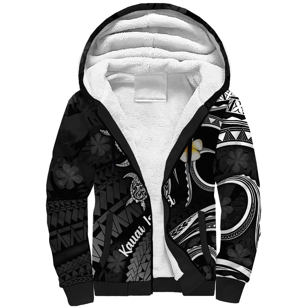 Polynesian Hawaii Sherpa Hoodie Kauai Islands with Pacific Plumeria White Vibe LT9 Unisex White - Polynesian Pride
