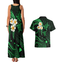 Hawaii Couples Matching Tank Maxi Dress And Hawaiian Shirt Kahoolawe Islands Polynesian Sunset Plumeria Green Vibe LT9 - Polynesian Pride