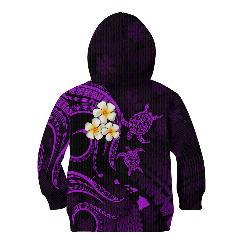 Polynesian Hawaii Kid Hoodie Kahoolawe Islands with Pacific Plumeria Purple Vibe LT9 - Polynesian Pride