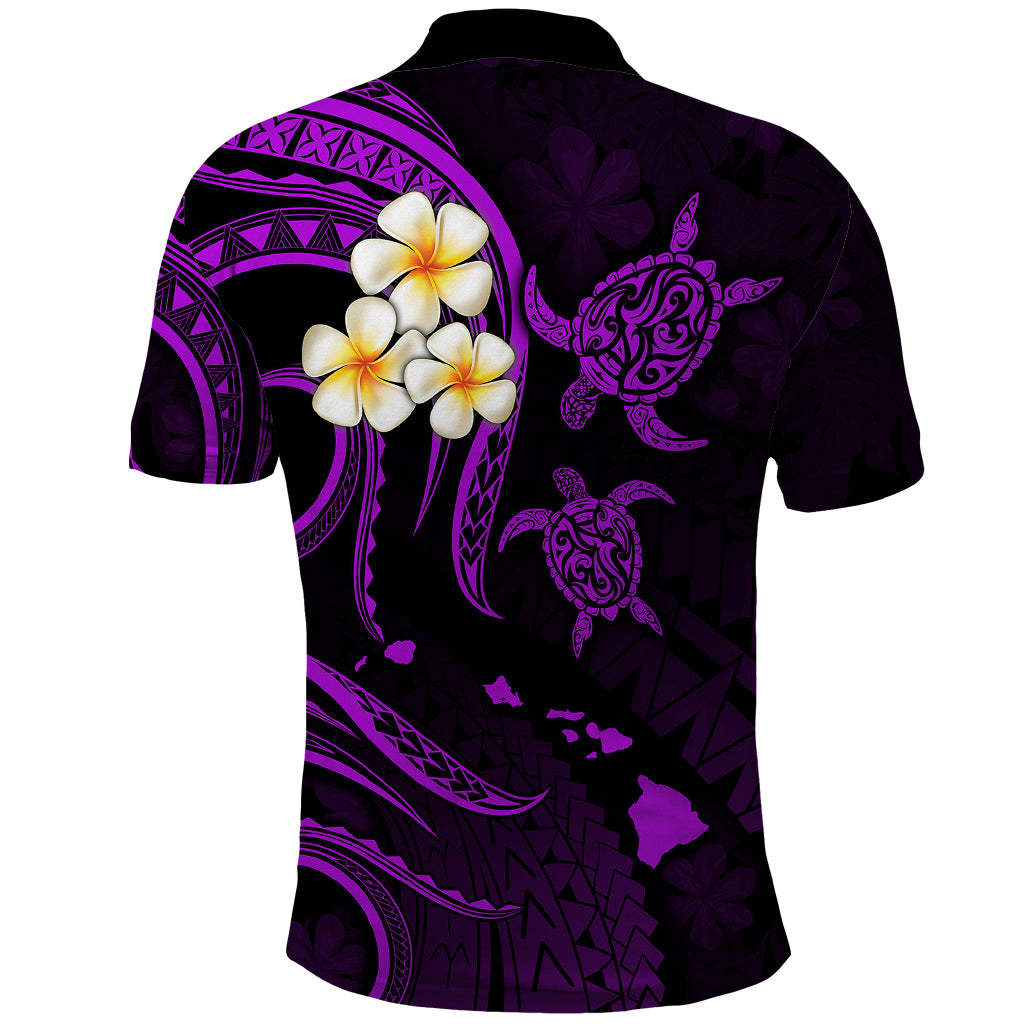 Polynesian Hawaii Polo Shirt Kahoolawe Islands with Pacific Plumeria Purple Vibe LT9 - Polynesian Pride