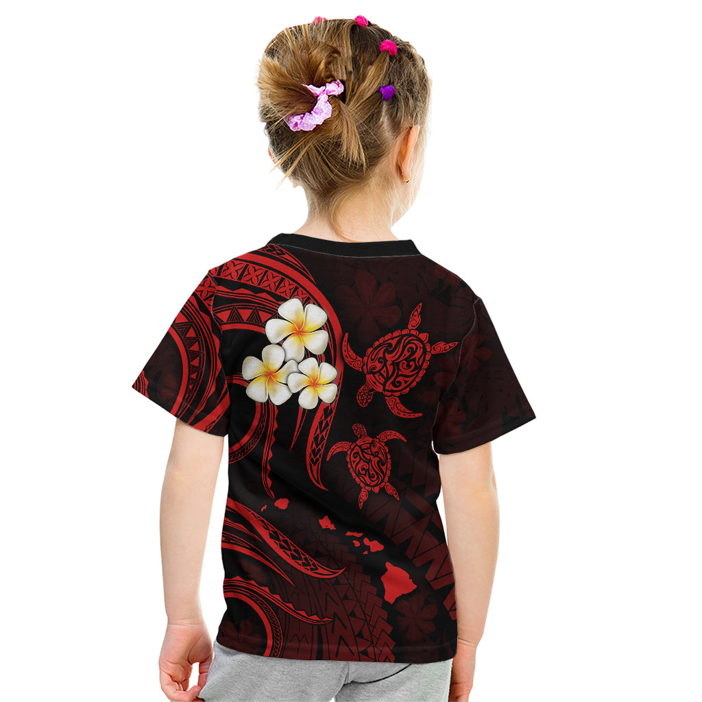 Polynesian Hawaii Kid T Shirt Kahoolawe Islands with Pacific Plumeria Red Vibe LT9 - Polynesian Pride
