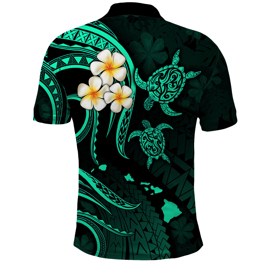 Polynesian Hawaii Polo Shirt Kahoolawe Islands with Pacific Plumeria Turquoise Vibe LT9 - Polynesian Pride