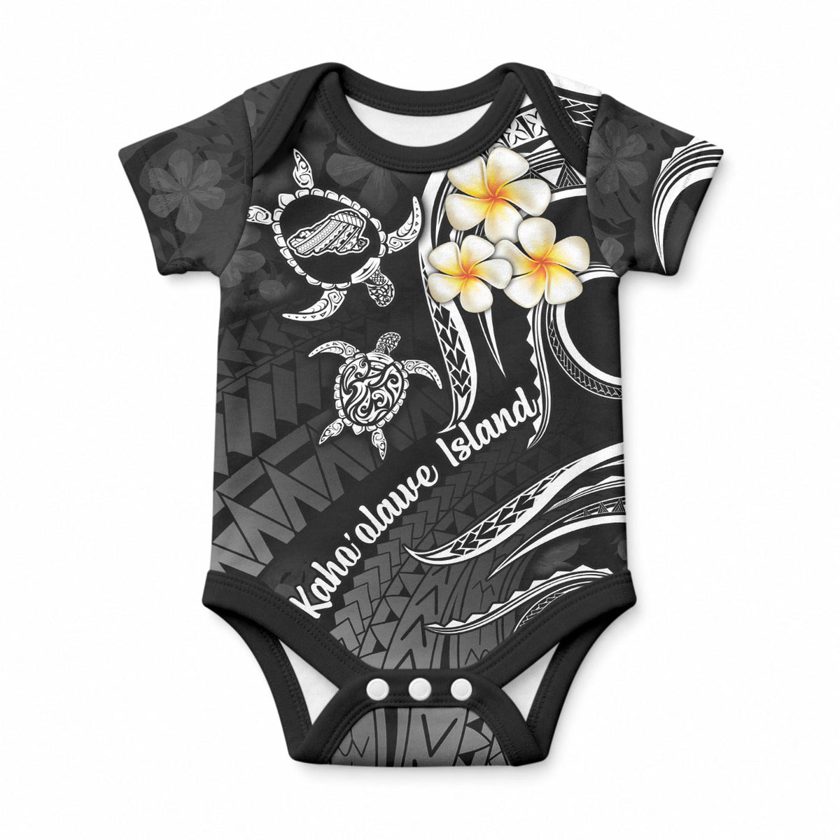 Polynesian Hawaii Kahoolawe Islands Baby Onesie with Pacific Plumeria White Vibe LT9 White - Polynesian Pride
