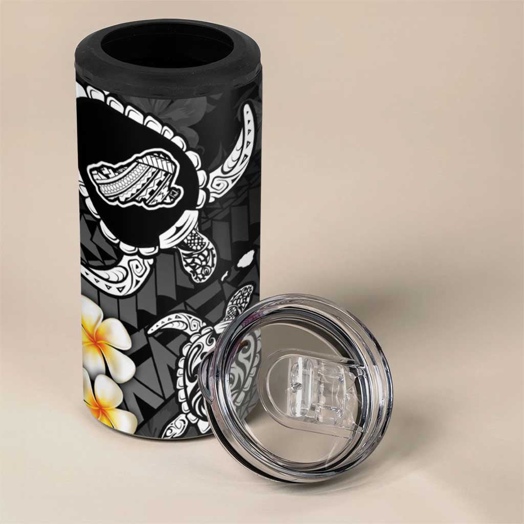 Hawaii Kahoolawe Islands Pacific Plumeria 4 in 1 Can Cooler Tumbler White Polynesian Tattoo