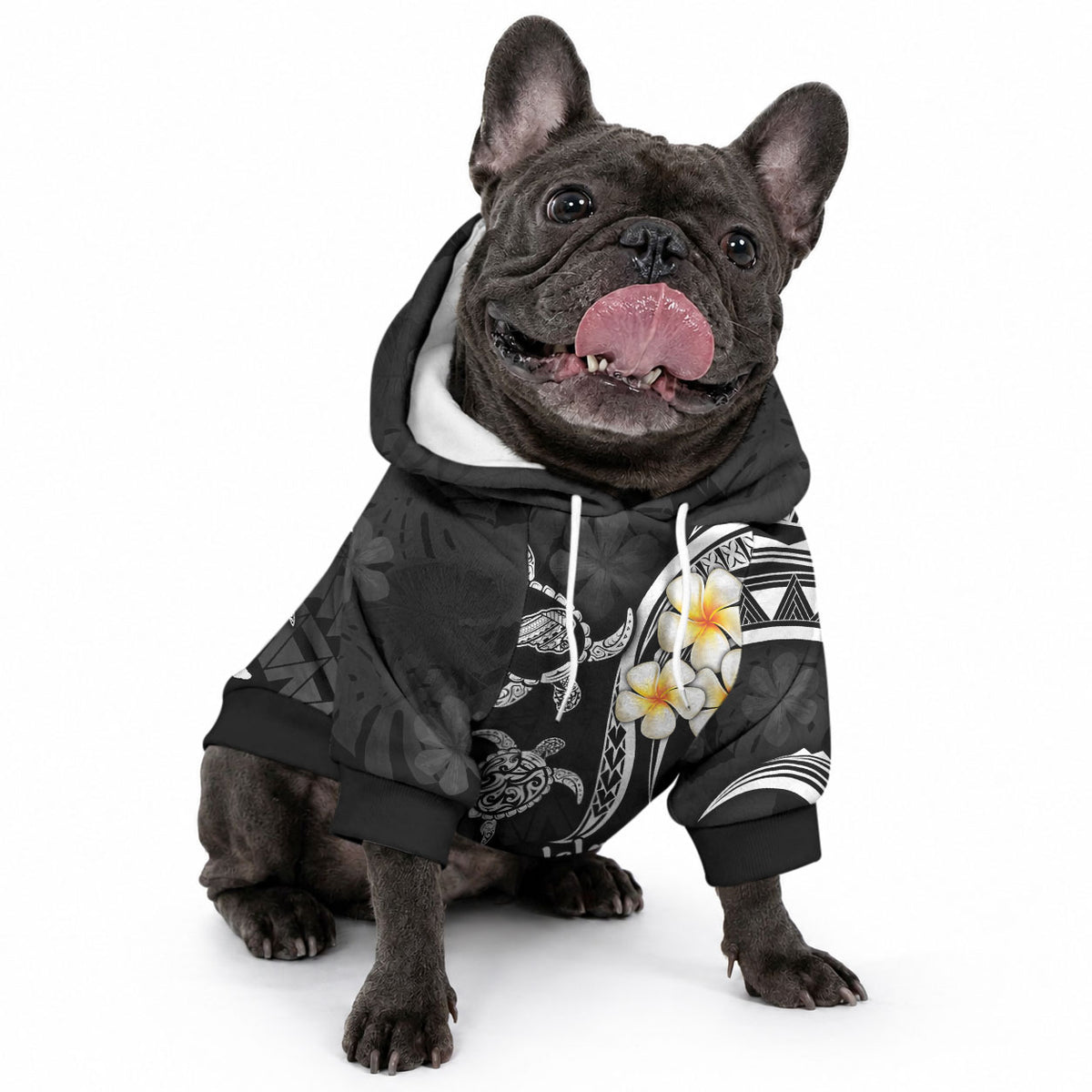 Polynesian Hawaii Kahoolawe Islands Pet Hoodie with Pacific Plumeria White Vibe LT9 - Polynesian Pride