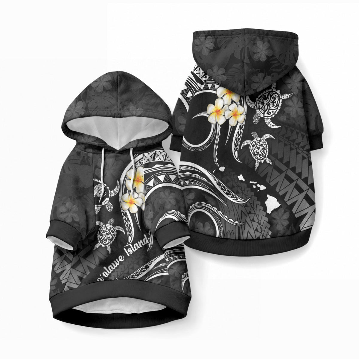Polynesian Hawaii Kahoolawe Islands Pet Hoodie with Pacific Plumeria White Vibe LT9 Pullover White - Polynesian Pride