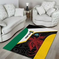 Personalised PNG Hela Province Area Rug Bird of Paradise Tattoo Flag Motif - Polynesian Pride