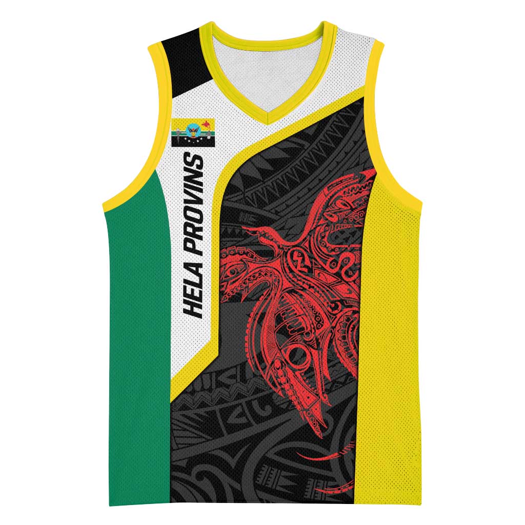 Personalised PNG Hela Province Basketball Jersey Bird of Paradise Tattoo Flag Motif LT9 Unisex Yellow - Polynesian Pride