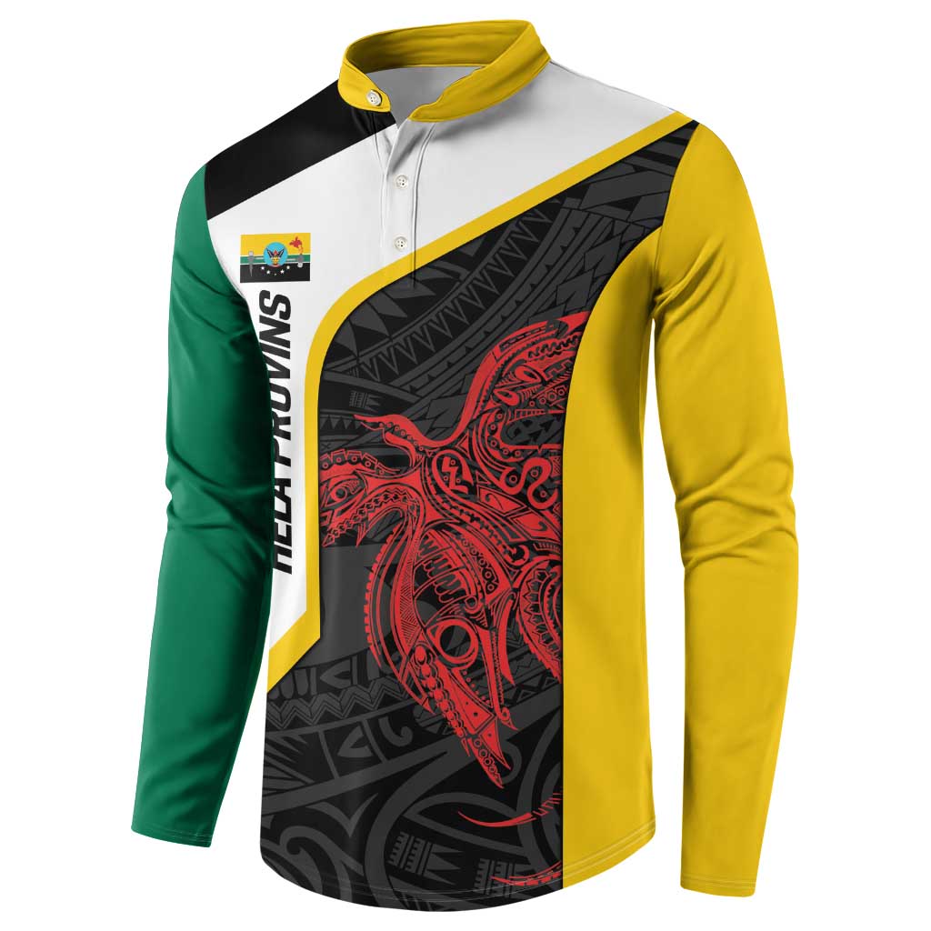 Personalised PNG Hela Province Button Sweatshirt Bird of Paradise Tattoo Flag Motif LT9 - Polynesian Pride