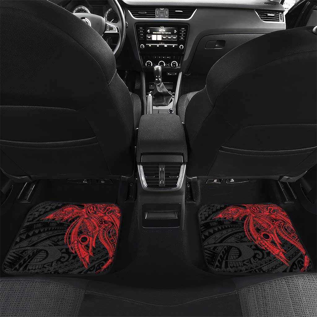 Personalised PNG Hela Province Car Mats Bird of Paradise Tattoo Flag Motif - Polynesian Pride