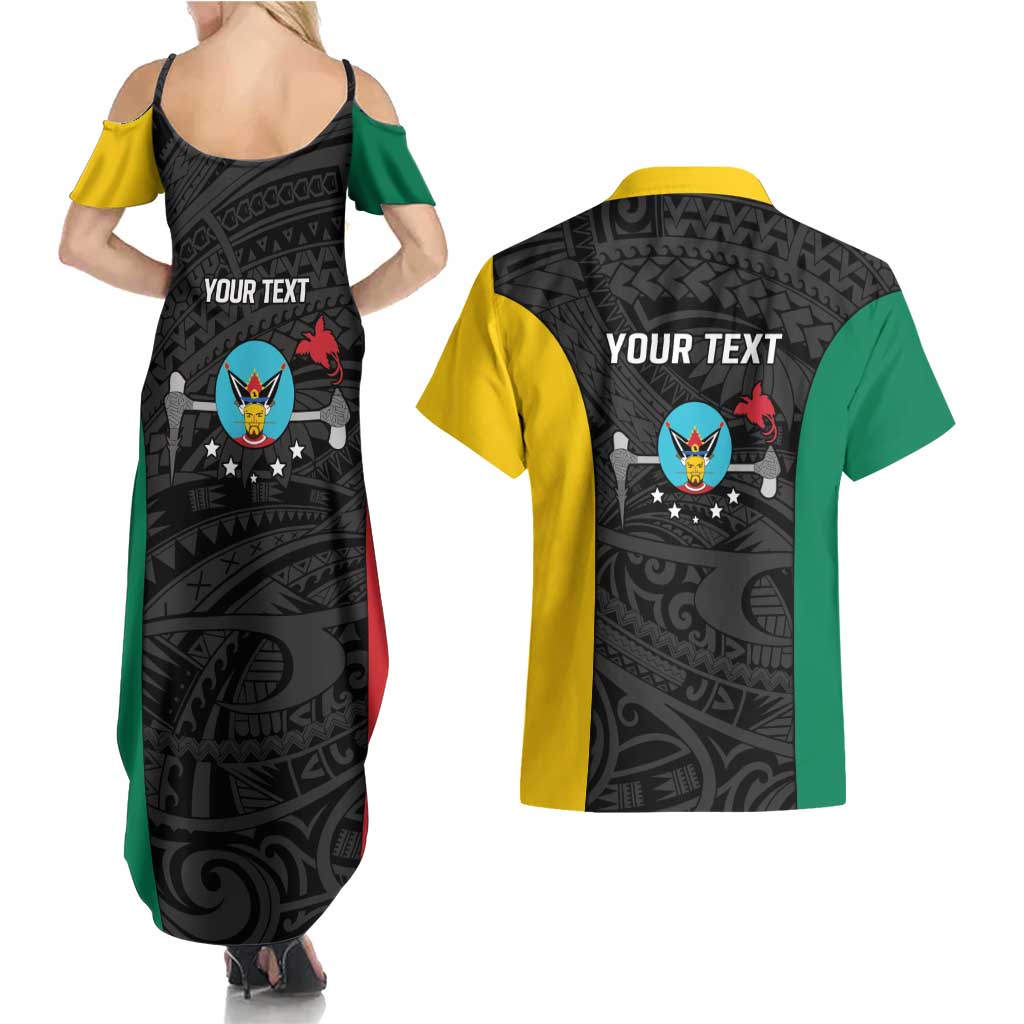Personalised PNG Hela Province Couples Matching Summer Maxi Dress and Hawaiian Shirt Bird of Paradise Tattoo Flag Motif LT9 - Polynesian Pride