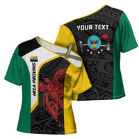Personalised PNG Hela Province Cross Shoulder Shirt Bird of Paradise Tattoo Flag Motif LT9 - Polynesian Pride