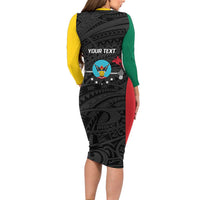 Personalised PNG Hela Province Family Matching Long Sleeve Bodycon Dress and Hawaiian Shirt Bird of Paradise Tattoo Flag Motif LT9 - Polynesian Pride