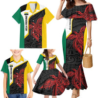 Personalised PNG Hela Province Family Matching Mermaid Dress and Hawaiian Shirt Bird of Paradise Tattoo Flag Motif LT9 - Polynesian Pride