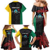 Personalised PNG Hela Province Family Matching Mermaid Dress and Hawaiian Shirt Bird of Paradise Tattoo Flag Motif LT9 - Polynesian Pride