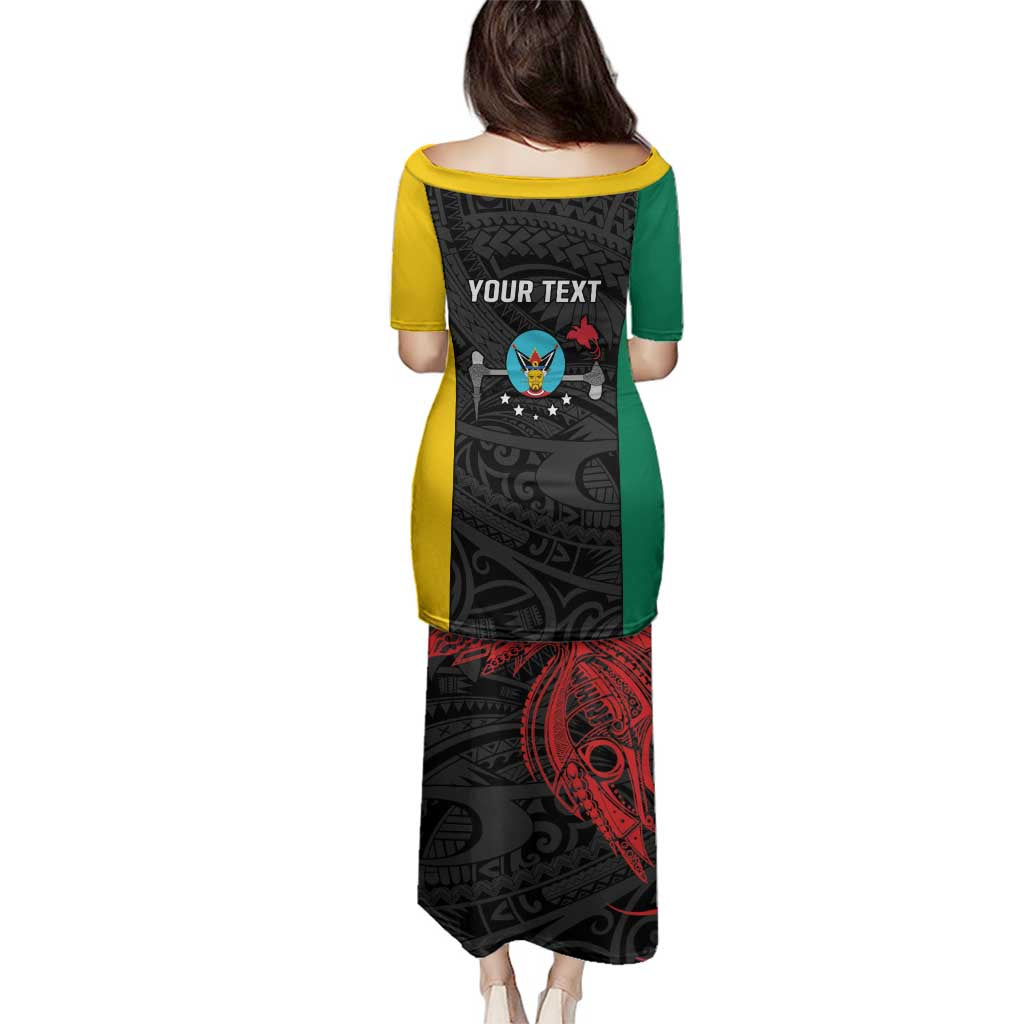 Personalised PNG Hela Province Family Matching Puletasi and Hawaiian Shirt Bird of Paradise Tattoo Flag Motif LT9 - Polynesian Pride