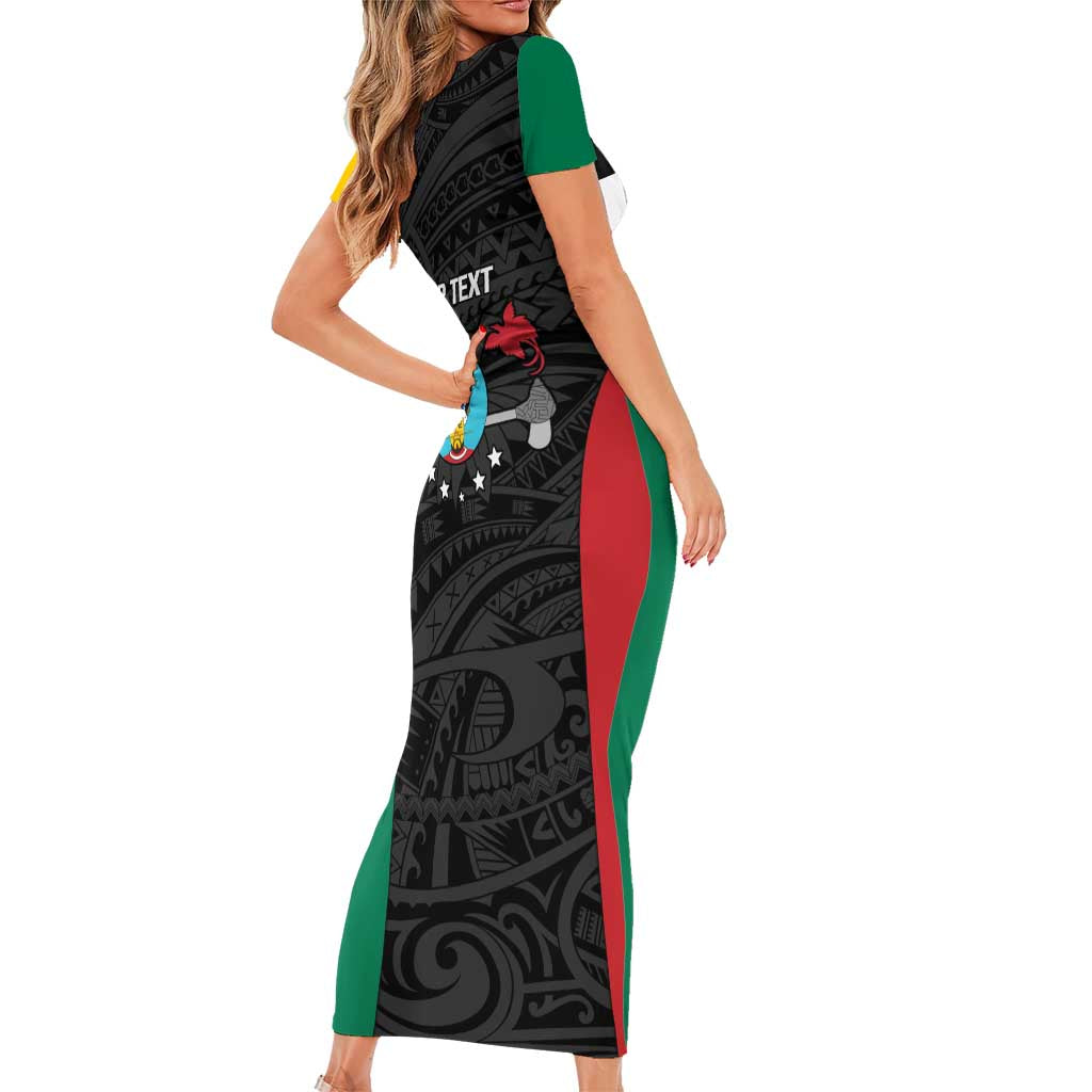 Personalised PNG Hela Province Family Matching Short Sleeve Bodycon Dress and Hawaiian Shirt Bird of Paradise Tattoo Flag Motif LT9 - Polynesian Pride