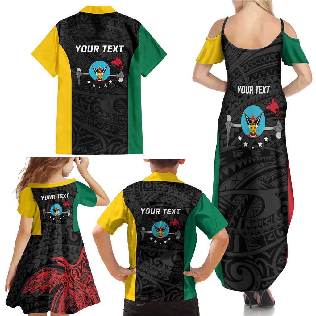 Personalised PNG Hela Province Family Matching Summer Maxi Dress and Hawaiian Shirt Bird of Paradise Tattoo Flag Motif LT9 - Polynesian Pride