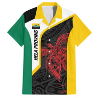 Personalised PNG Hela Province Family Matching Summer Maxi Dress and Hawaiian Shirt Bird of Paradise Tattoo Flag Motif LT9 Dad's Shirt - Short Sleeve Yellow - Polynesian Pride