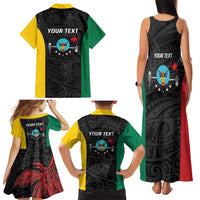 Personalised PNG Hela Province Family Matching Tank Maxi Dress and Hawaiian Shirt Bird of Paradise Tattoo Flag Motif LT9 - Polynesian Pride