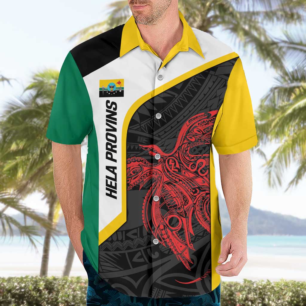 Personalised PNG Hela Province Hawaiian Shirt Bird of Paradise Tattoo Flag Motif LT9 - Polynesian Pride