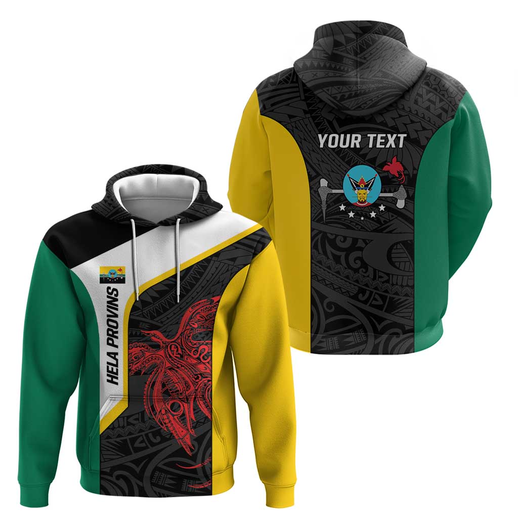 Personalised PNG Hela Province Hoodie Bird of Paradise Tattoo Flag Motif LT9 - Polynesian Pride