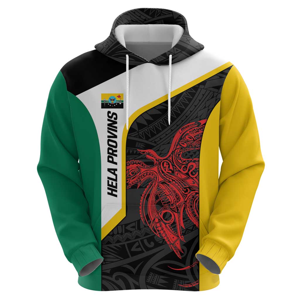 Personalised PNG Hela Province Hoodie Bird of Paradise Tattoo Flag Motif LT9 - Polynesian Pride
