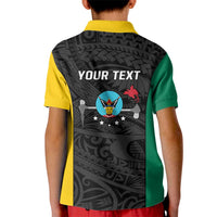 Personalised PNG Hela Province Kid Polo Shirt Bird of Paradise Tattoo Flag Motif LT9 - Polynesian Pride