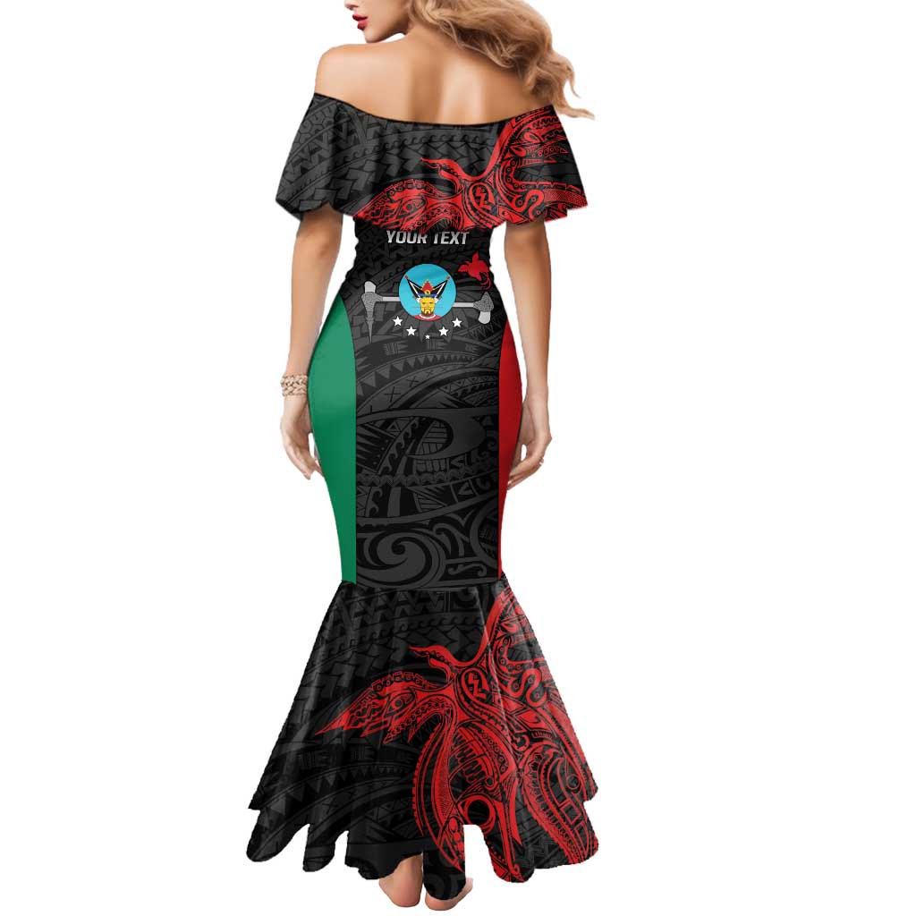 Personalised PNG Hela Province Mermaid Dress Bird of Paradise Tattoo Flag Motif LT9 - Polynesian Pride