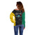 Personalised PNG Hela Province Off Shoulder Sweater Bird of Paradise Tattoo Flag Motif - Polynesian Pride