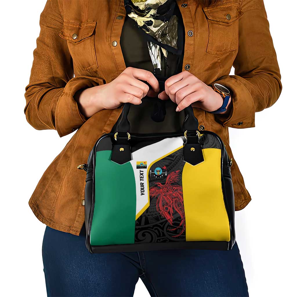 Personalised PNG Hela Province Shoulder Handbag Bird of Paradise Tattoo Flag Motif - Polynesian Pride