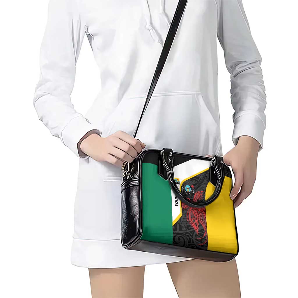 Personalised PNG Hela Province Shoulder Handbag Bird of Paradise Tattoo Flag Motif - Polynesian Pride