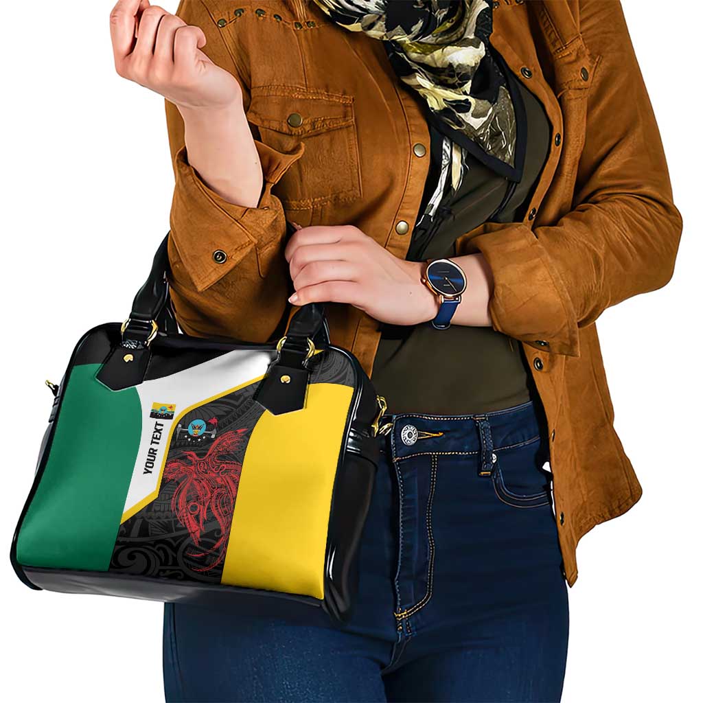 Personalised PNG Hela Province Shoulder Handbag Bird of Paradise Tattoo Flag Motif - Polynesian Pride