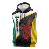 Personalised PNG Hela Province Sleeveless Zip Hoodie Bird of Paradise Tattoo Flag Motif LT9 Yellow - Polynesian Pride