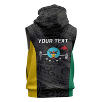 Personalised PNG Hela Province Sleeveless Zip Hoodie Bird of Paradise Tattoo Flag Motif LT9 - Polynesian Pride