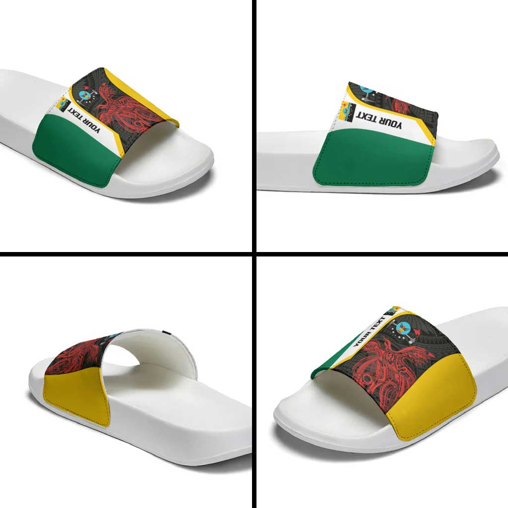 Personalised PNG Hela Province Slide Sandals Bird of Paradise Tattoo Flag Motif - Polynesian Pride