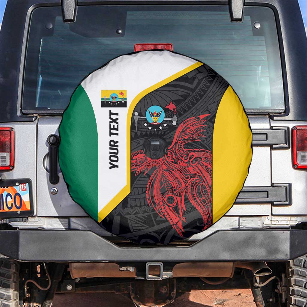 Personalised PNG Hela Province Spare Tire Cover Bird of Paradise Tattoo Flag Motif LT9 Yellow - Polynesian Pride