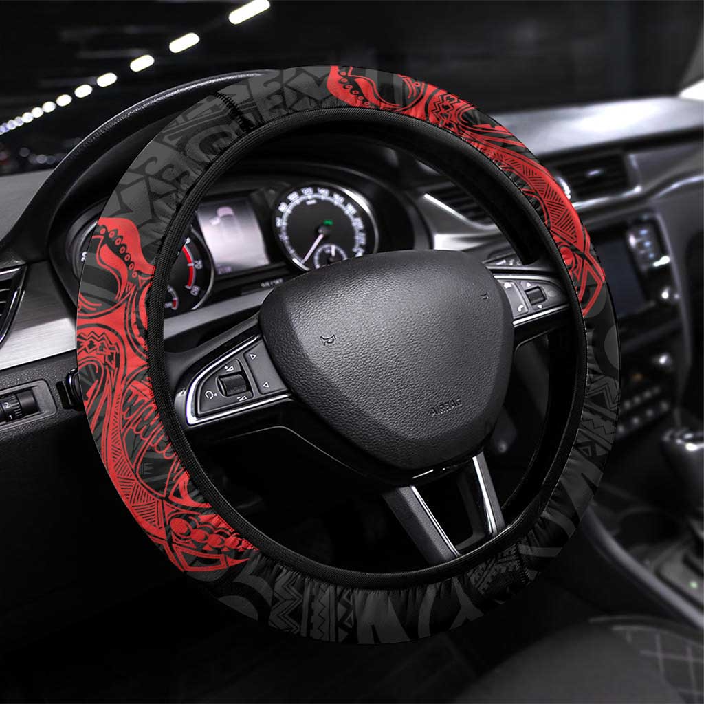 PNG Hela Province Steering Wheel Cover Bird of Paradise Tattoo Flag Motif - Polynesian Pride