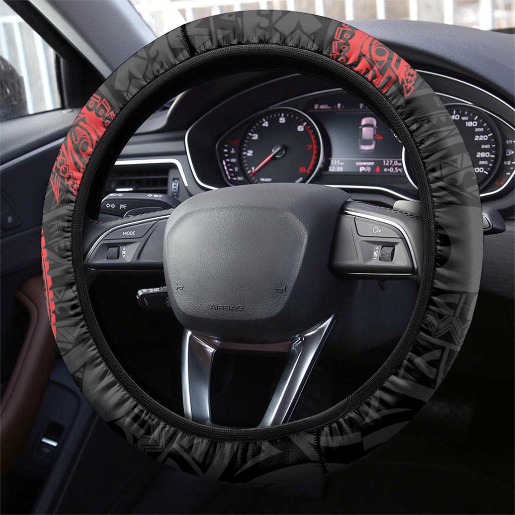 PNG Hela Province Steering Wheel Cover Bird of Paradise Tattoo Flag Motif - Polynesian Pride