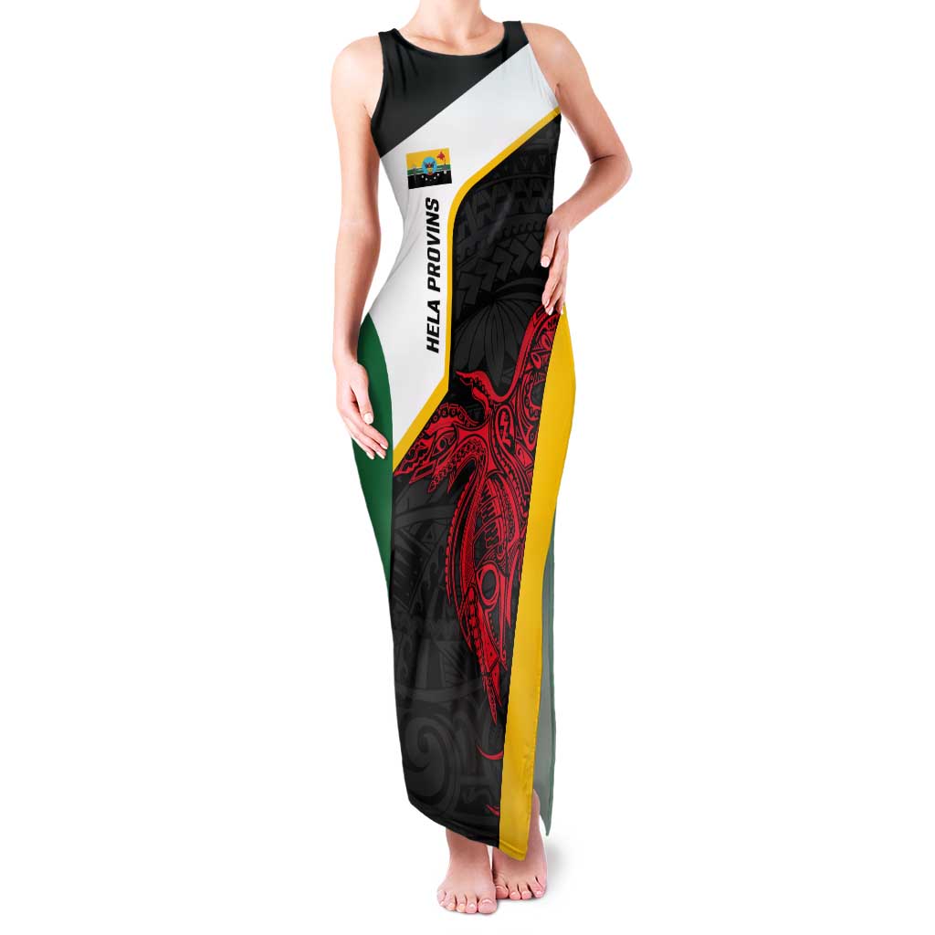 Personalised PNG Hela Province Tank Maxi Dress Bird of Paradise Tattoo Flag Motif LT9 Women Yellow - Polynesian Pride