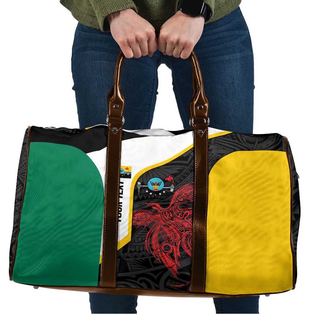 Personalised PNG Hela Province Travel Bag Bird of Paradise Tattoo Flag Motif - Polynesian Pride