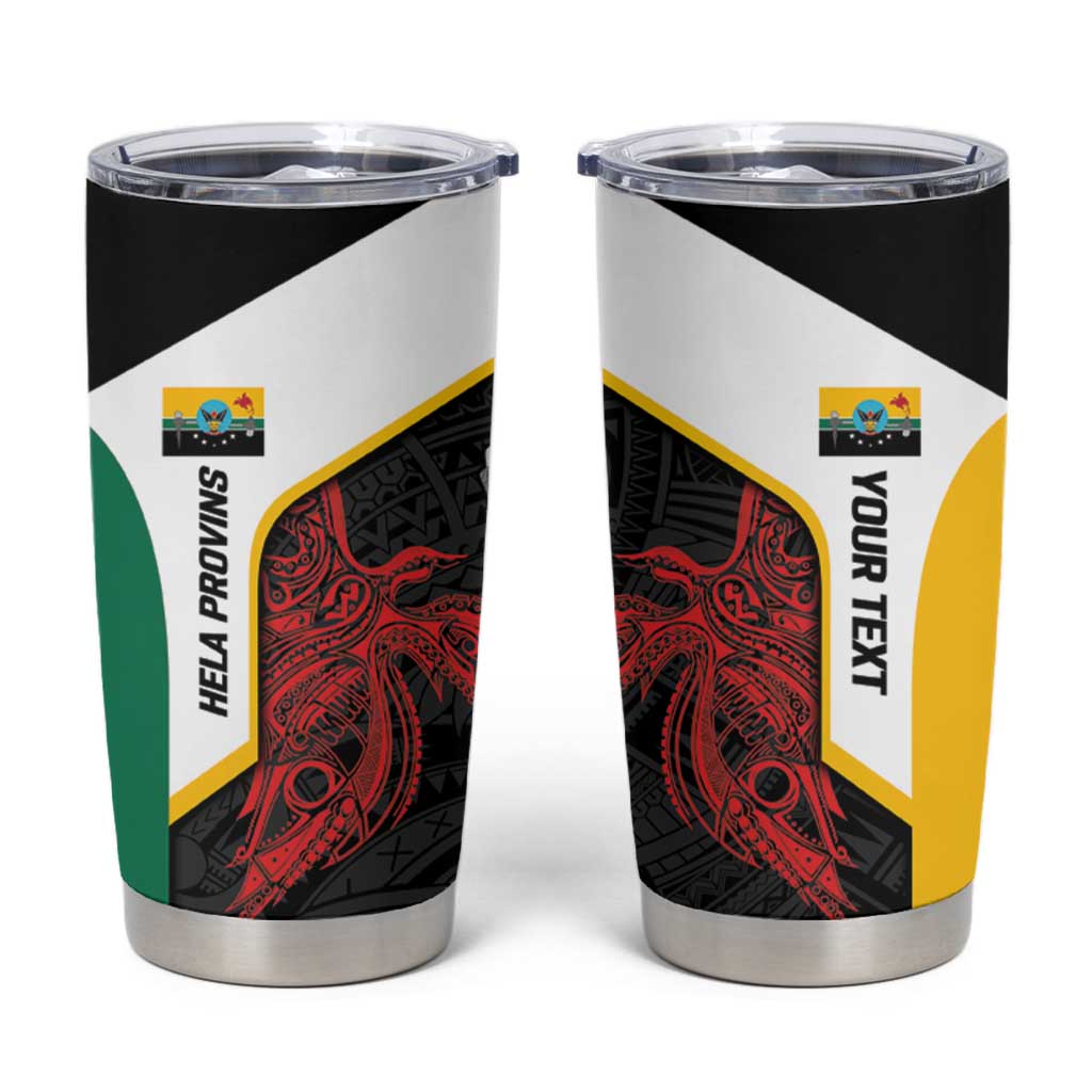 Personalised PNG Hela Province Tumbler Cup Bird of Paradise Tattoo Flag Motif LT9 Yellow - Polynesian Pride
