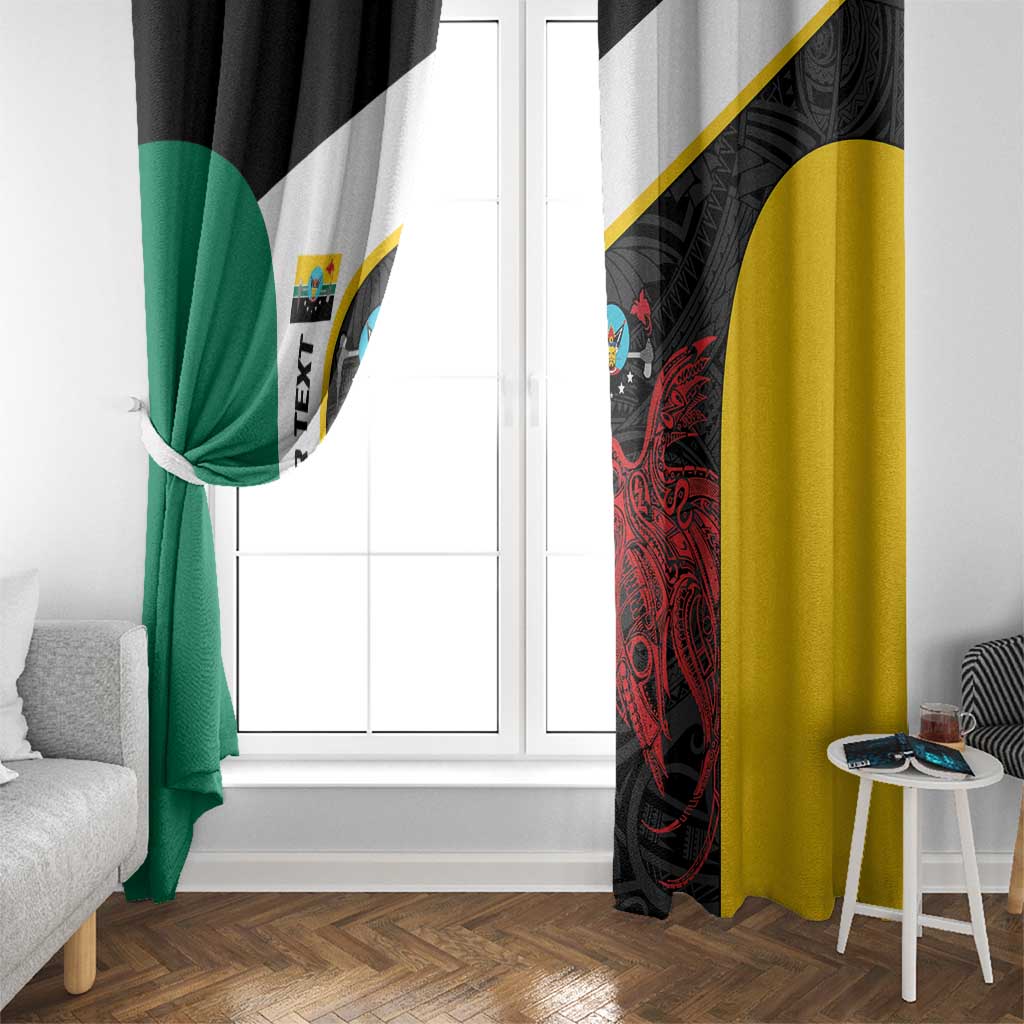 Personalised PNG Hela Province Window Curtain Bird of Paradise Tattoo Flag Motif - Polynesian Pride