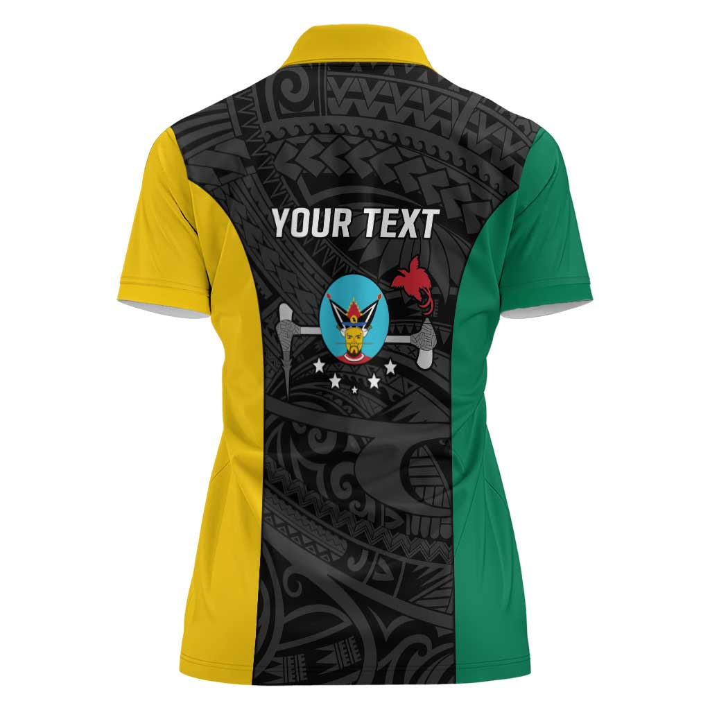 Personalised PNG Hela Province Women Polo Shirt Bird of Paradise Tattoo Flag Motif LT9 - Polynesian Pride