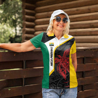 Personalised PNG Hela Province Women Polo Shirt Bird of Paradise Tattoo Flag Motif LT9 - Polynesian Pride