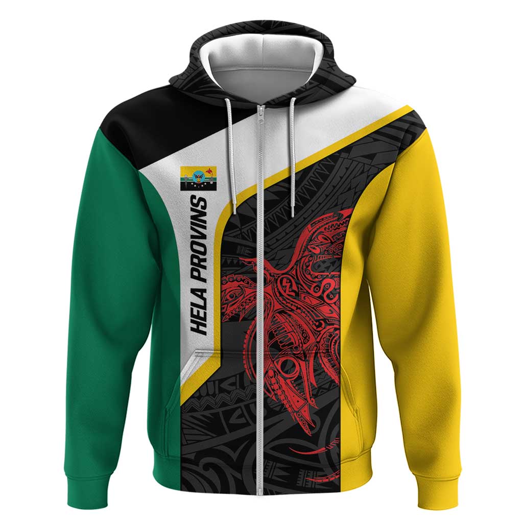 Personalised PNG Hela Province Zip Hoodie Bird of Paradise Tattoo Flag Motif LT9 Zip Hoodie Yellow - Polynesian Pride