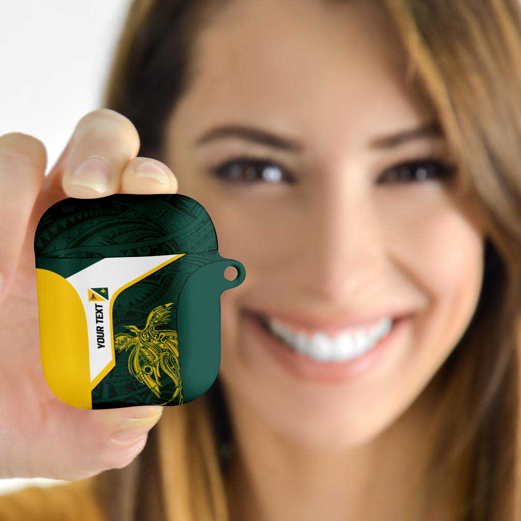 Personalised PNG Jiwaka Province AirPods Case Bird of Paradise Tattoo Flag Motif LT9 Green - Polynesian Pride
