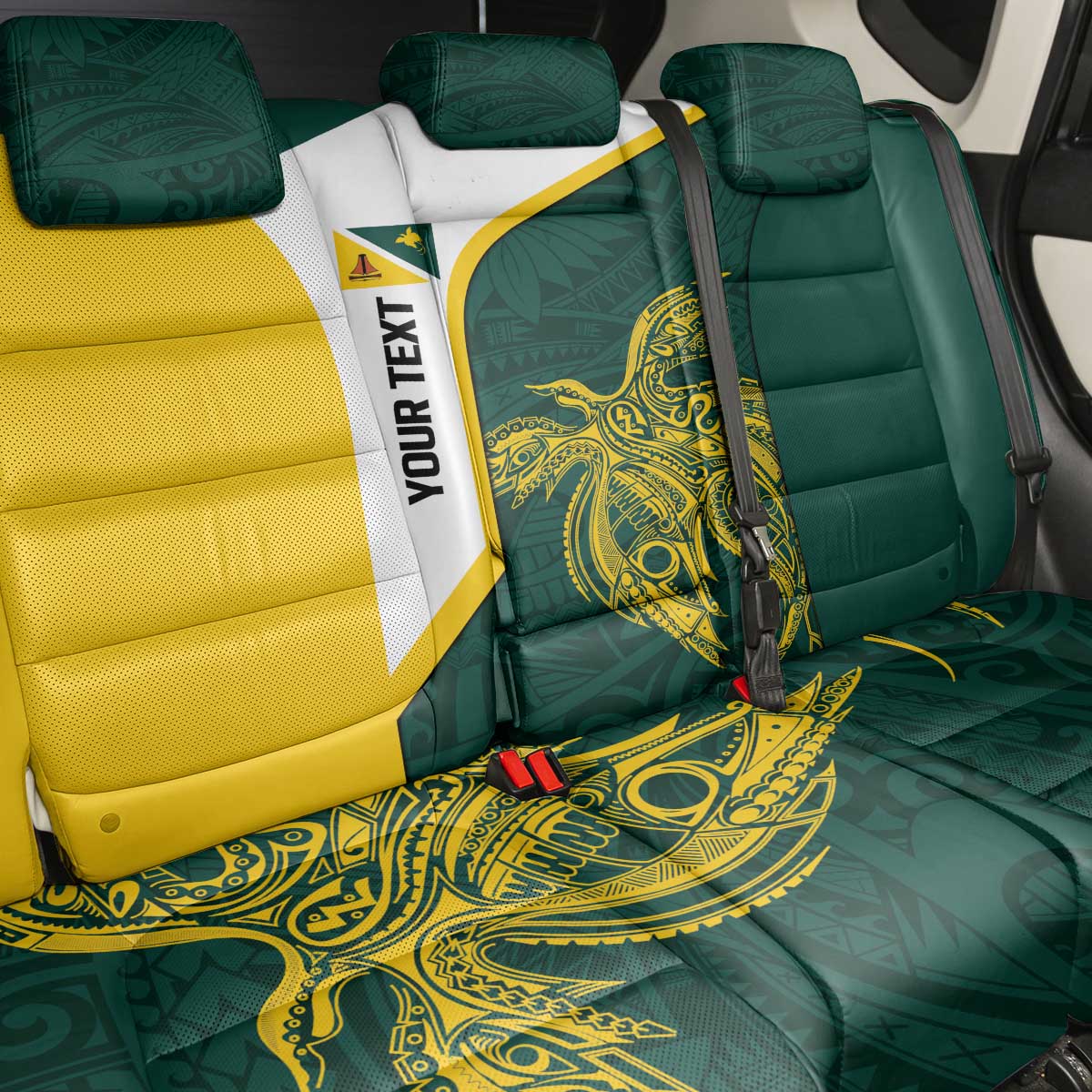 Personalised PNG Jiwaka Province Back Car Seat Cover Bird of Paradise Tattoo Flag Motif LT9 - Polynesian Pride
