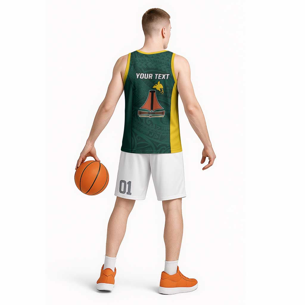 Personalised PNG Jiwaka Province Basketball Jersey Bird of Paradise Tattoo Flag Motif LT9 - Polynesian Pride